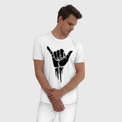 Пижама хлопковая мужская Жест рукой, цвет: белый — фото 2