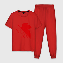 Пижама хлопковая мужская Евангелион NERV, цвет: красный