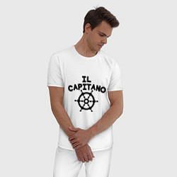 Пижама хлопковая мужская Капитан Il capitano, цвет: белый — фото 2