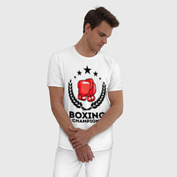 Пижама хлопковая мужская Boxing Champions, цвет: белый — фото 2