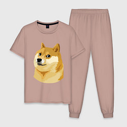 Пижама хлопковая мужская Doge, цвет: пыльно-розовый