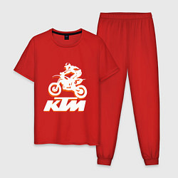 Пижама хлопковая мужская KTM белый, цвет: красный