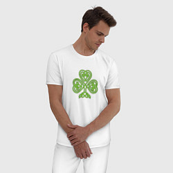 Пижама хлопковая мужская Celtic сlover, цвет: белый — фото 2