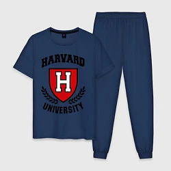 Пижама хлопковая мужская Harvard University, цвет: тёмно-синий