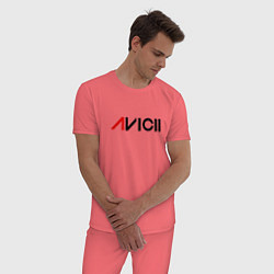 Пижама хлопковая мужская Avicii цвета коралловый — фото 2