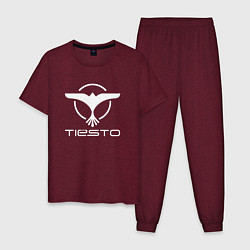 Пижама хлопковая мужская Tiesto, цвет: меланж-бордовый