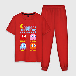 Пижама хлопковая мужская Pac-Man: Usual Suspects, цвет: красный