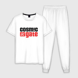 Пижама хлопковая мужская Cosmic Gate, цвет: белый