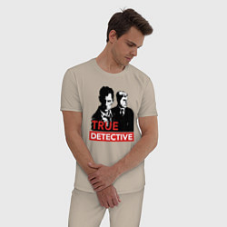 Пижама хлопковая мужская True Detective, цвет: миндальный — фото 2