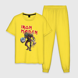 Пижама хлопковая мужская Iron Maiden: Zombie, цвет: желтый