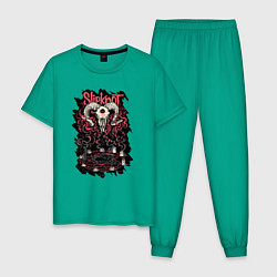 Пижама хлопковая мужская Slipknot Pentagram, цвет: зеленый