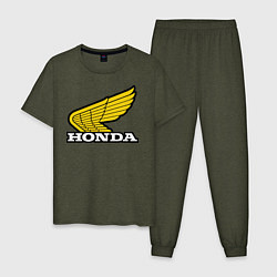 Пижама хлопковая мужская Honda цвета меланж-хаки — фото 1