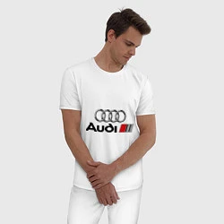 Пижама хлопковая мужская Audi, цвет: белый — фото 2