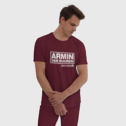 Пижама хлопковая мужская Armin van Buuren, цвет: меланж-бордовый — фото 2