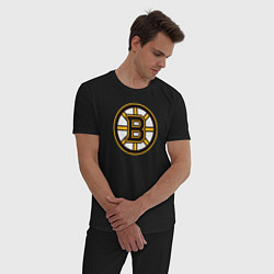 Пижама хлопковая мужская Boston Bruins, цвет: черный — фото 2