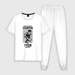 Пижама хлопковая мужская Mike Tyson Undefeated, цвет: белый