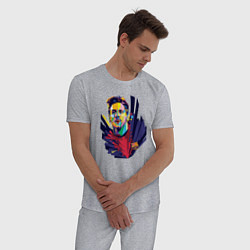 Пижама хлопковая мужская Messi Art, цвет: меланж — фото 2