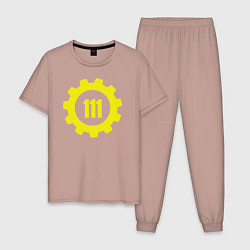 Пижама хлопковая мужская Vault 111, цвет: пыльно-розовый