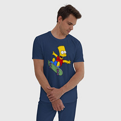 Пижама хлопковая мужская Барт на скейте, цвет: тёмно-синий — фото 2