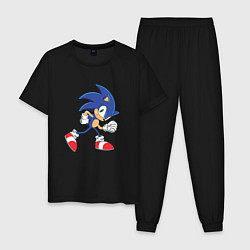 Пижама хлопковая мужская Sonic the Hedgehog, цвет: черный