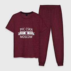 Пижама хлопковая мужская PFC CSKA Moscow, цвет: меланж-бордовый