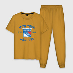 Пижама хлопковая мужская New York Rengers, цвет: горчичный