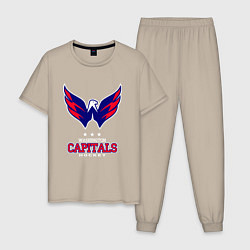 Пижама хлопковая мужская Washington Capitals, цвет: миндальный