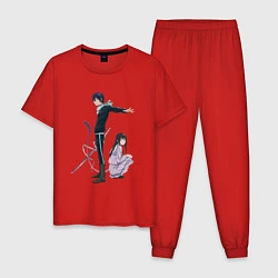 Пижама хлопковая мужская Бездомный бог, цвет: красный