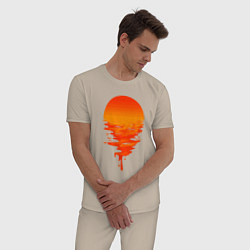 Пижама хлопковая мужская Sunset, цвет: миндальный — фото 2