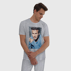 Пижама хлопковая мужская David Beckham: Portrait, цвет: меланж — фото 2