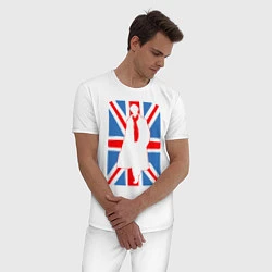 Пижама хлопковая мужская Sherlock Holmes Union Jack, цвет: белый — фото 2