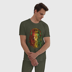 Пижама хлопковая мужская Rasta Lion, цвет: меланж-хаки — фото 2