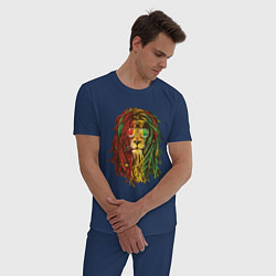 Пижама хлопковая мужская Rasta Lion, цвет: тёмно-синий — фото 2