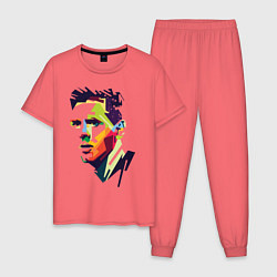 Пижама хлопковая мужская Lionel Messi: fun-art, цвет: коралловый