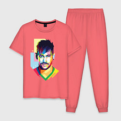 Пижама хлопковая мужская Neymar: fun-art, цвет: коралловый