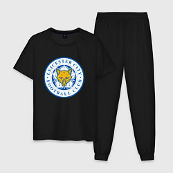 Пижама хлопковая мужская Leicester City FC, цвет: черный