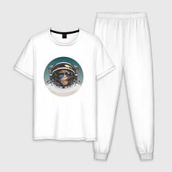 Пижама хлопковая мужская Космонавт 6.6, цвет: белый