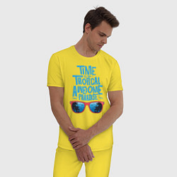 Пижама хлопковая мужская Tropical Awesome Paradise, цвет: желтый — фото 2
