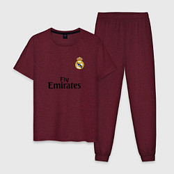 Пижама хлопковая мужская Real Madrid: Fly Emirates, цвет: меланж-бордовый
