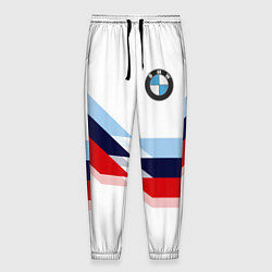 Брюки на резинке мужские BMW БМВ WHITE, цвет: 3D-принт