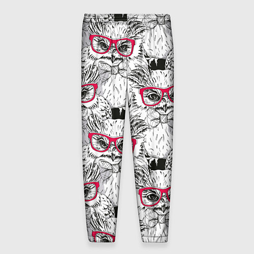 Мужские брюки Совы в красных очках / 3D-принт – фото 2
