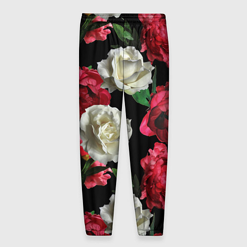 Мужские брюки Красные и белые розы / 3D-принт – фото 2