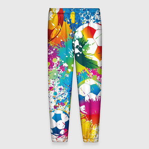 Мужские брюки Футбольные мячи - красочные брызги / 3D-принт – фото 2