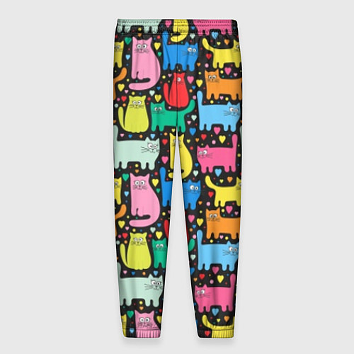 Мужские брюки Разноцветные котики / 3D-принт – фото 2
