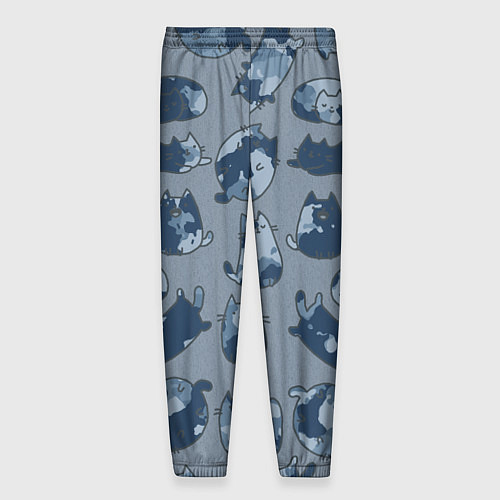 Мужские брюки Камуфляж с котиками серо-голубой / 3D-принт – фото 2