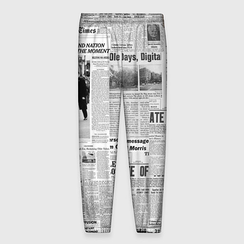 Мужские брюки Газета Newspaper / 3D-принт – фото 2
