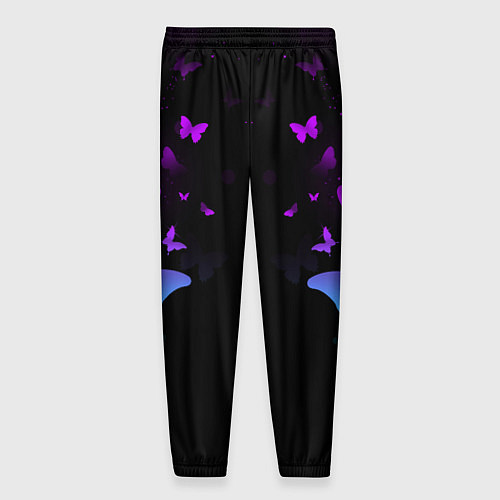 Мужские брюки Бабочки в неоне / 3D-принт – фото 2