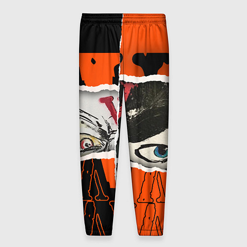 Мужские брюки V lone orange dark logo / 3D-принт – фото 2