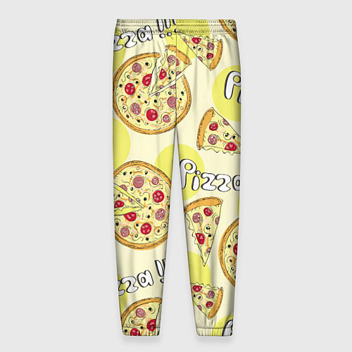 Мужские брюки Узор - Пицца на желтом / 3D-принт – фото 2