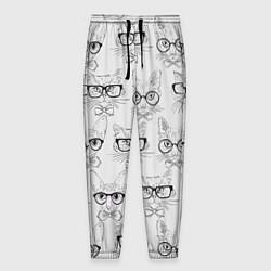 Брюки на резинке мужские Кошки в очках, цвет: 3D-принт